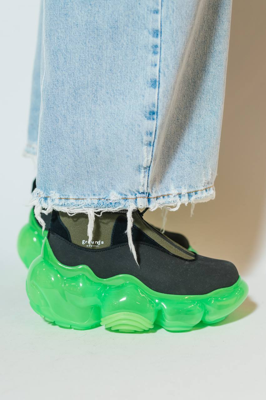 

MOOPIE WEATHER WAVE sneakers in khaki with logo Grounds, Black