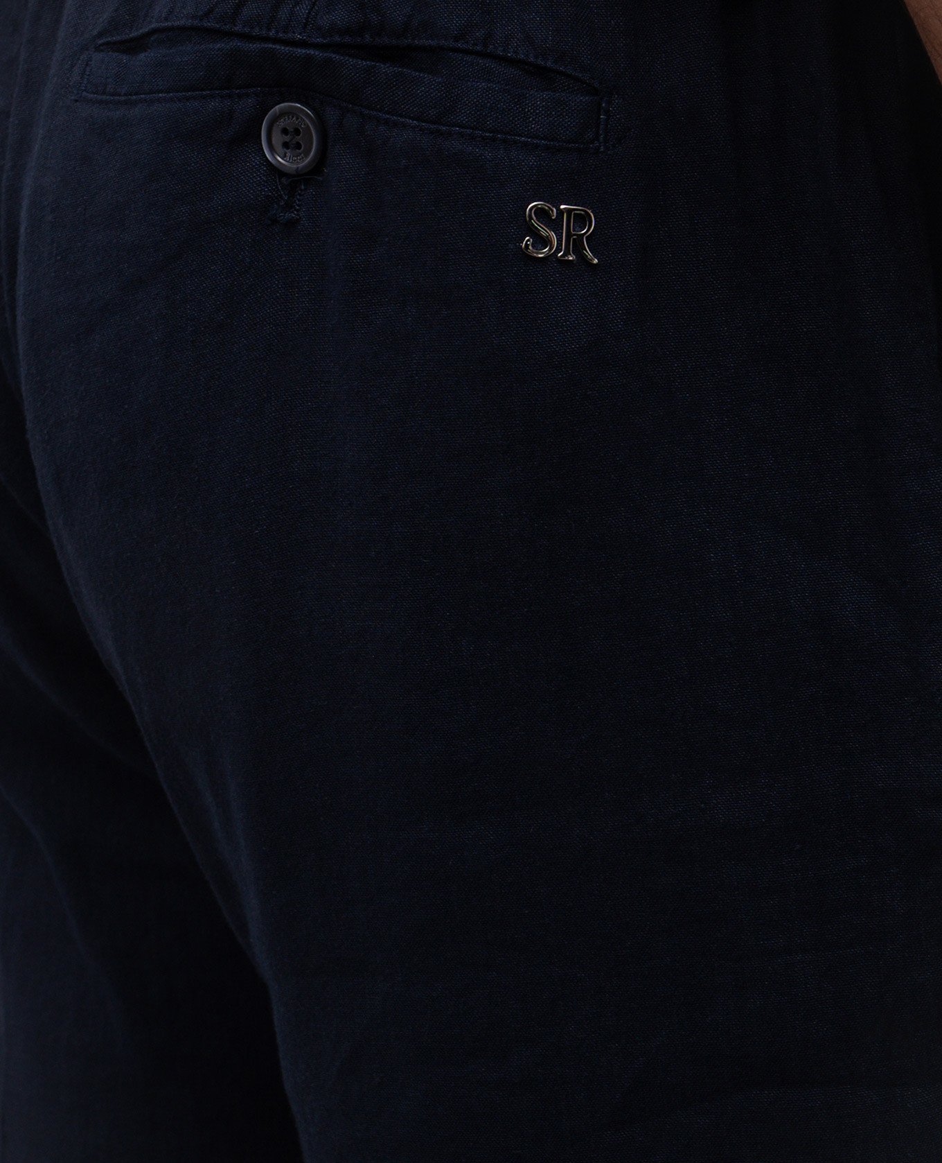

Blue linen pants with metal logo emblem Stefano Ricci