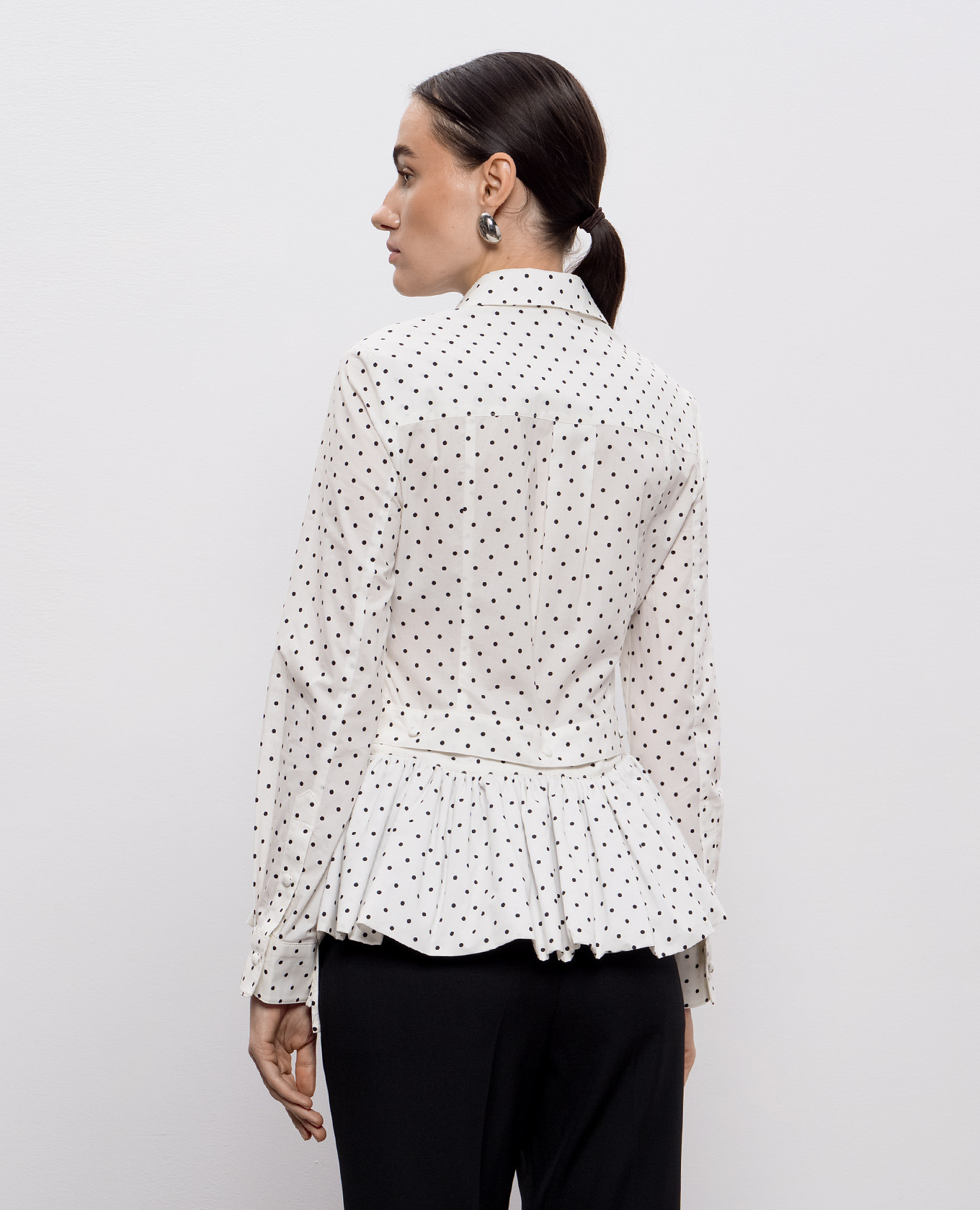 

White polka dot shirt with removable peplum Rokh