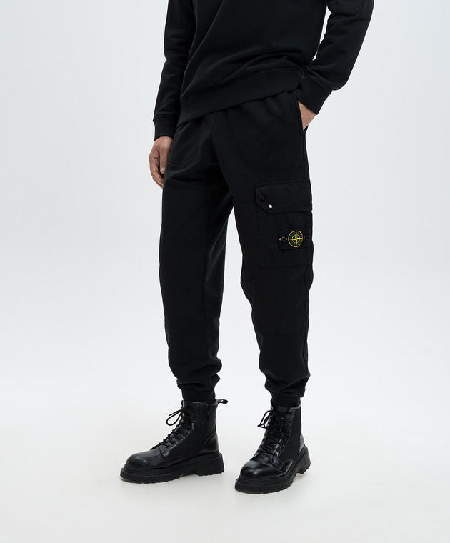 Stone Island Black cargo joggers with logo patch 811564020 buy with Netherlands delivery at Symbol