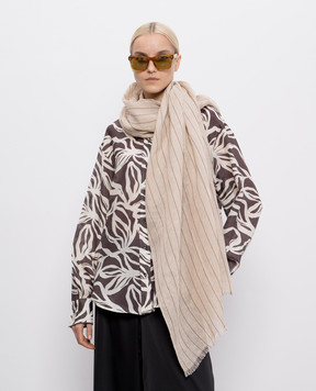 Brunello Cucinelli Beige striped linen stole MSCDAGL39