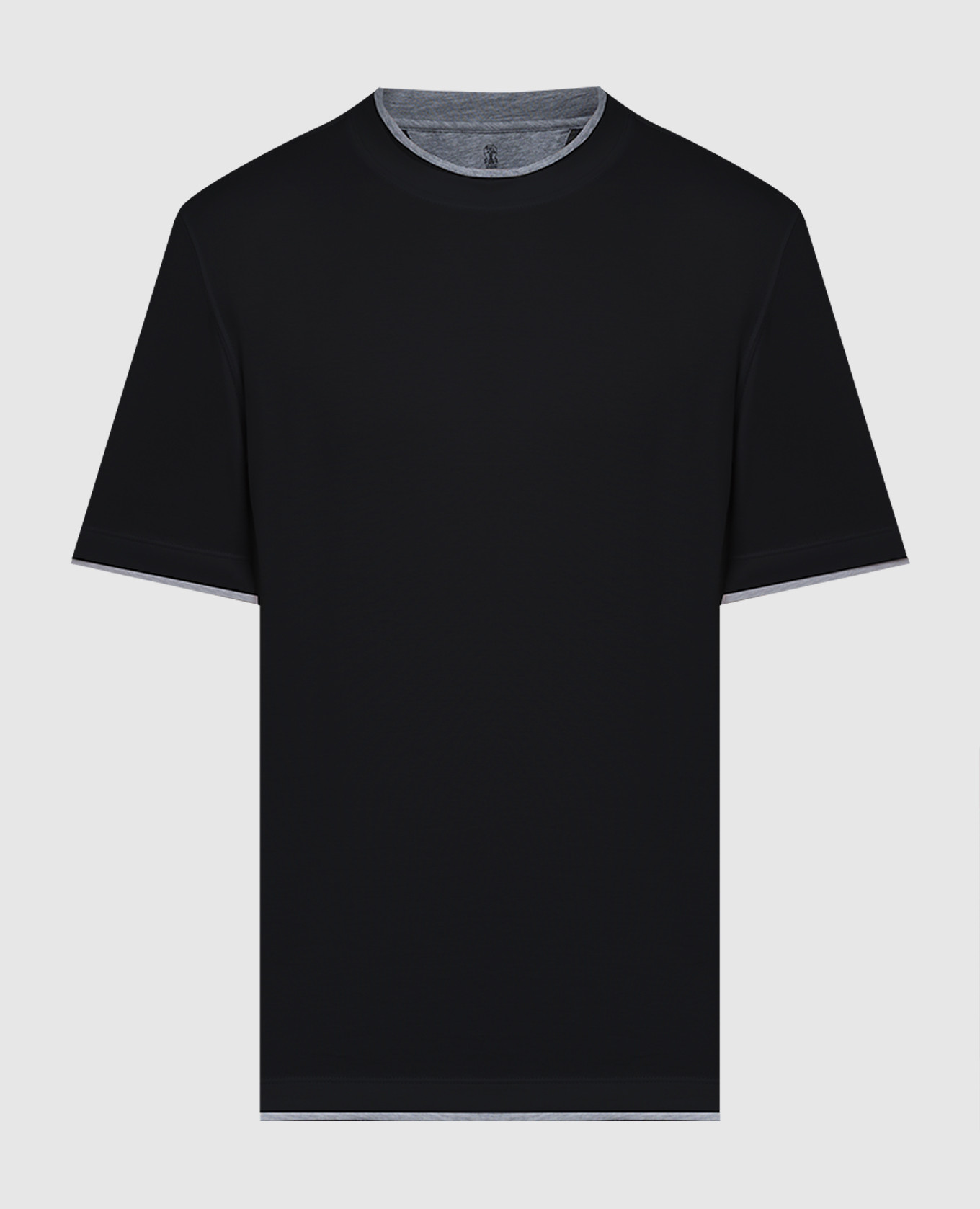 

Black t-shirt with layered silk Brunello Cucinelli