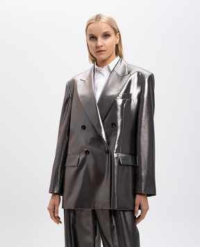 Brunello Cucinelli Silver double-breasted silk jacket MD9997192