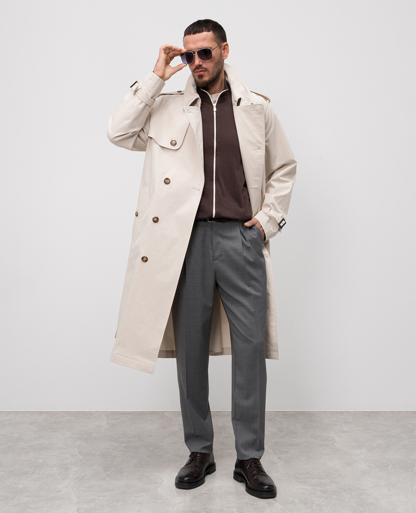 Grey wool trousers with logo patch Brunello Cucinelli 2