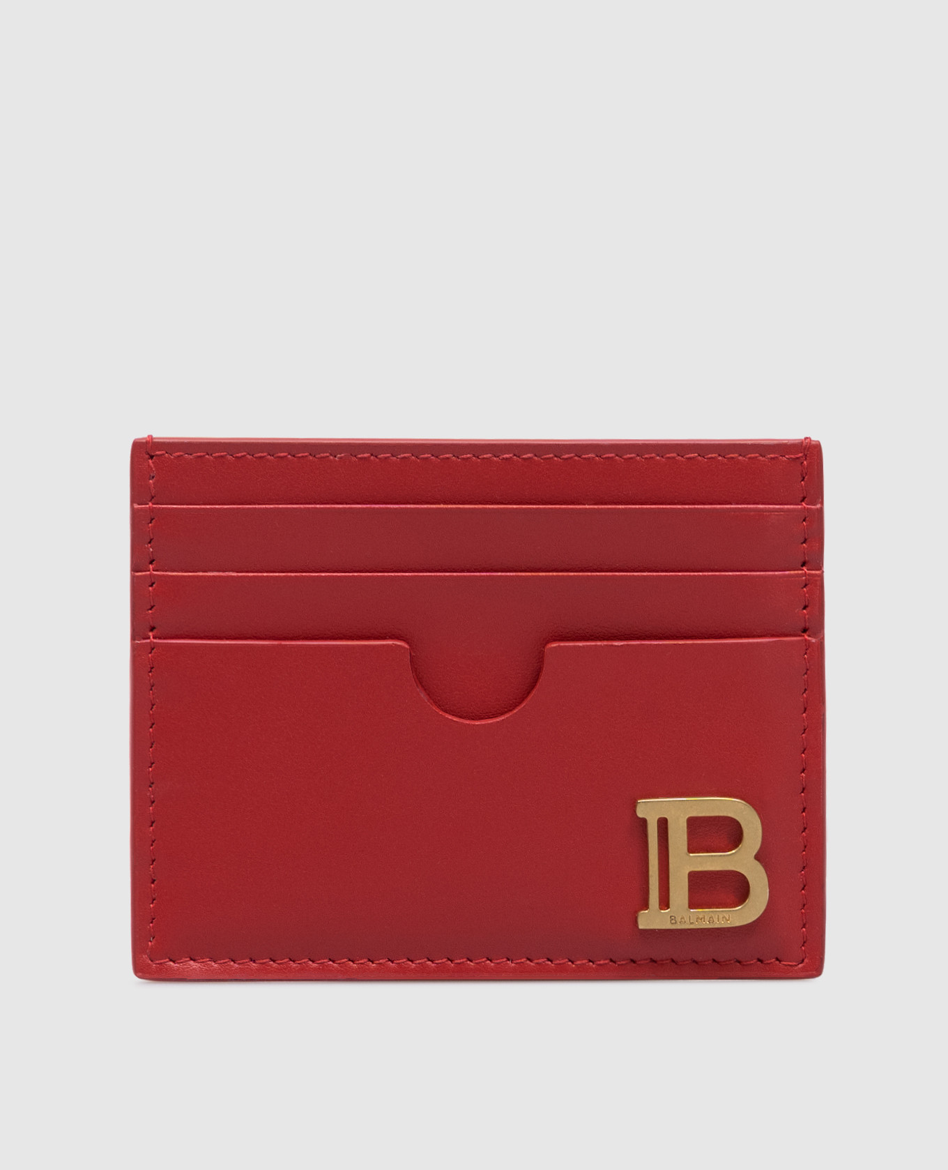 

Red leather B-Buzz card holder Balmain