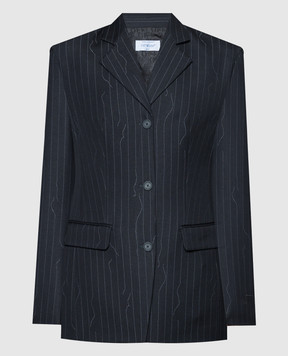 Off-White Gray jacket with striped wool OWEF123S24FAB003
