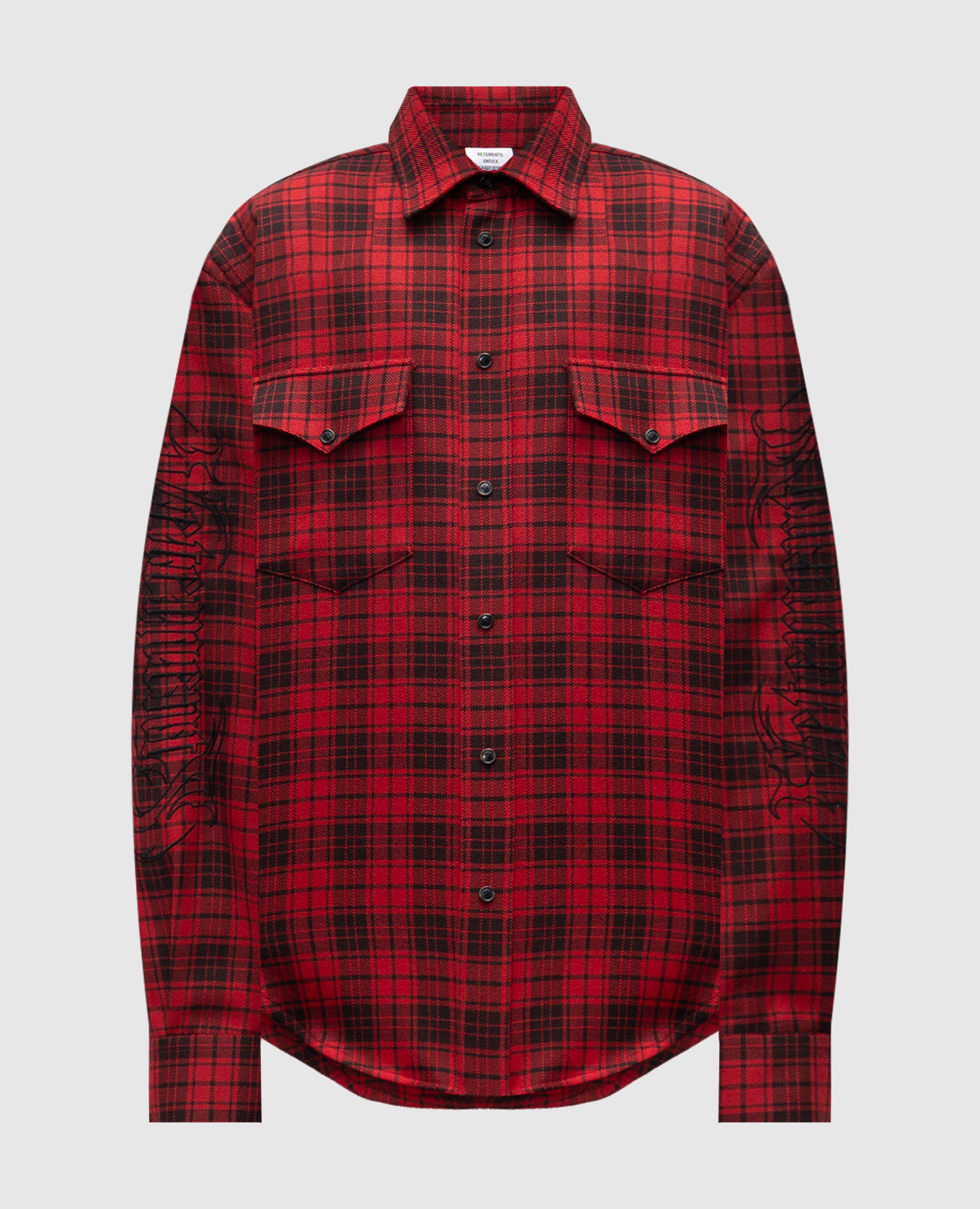 Red wool check shirt Vetements