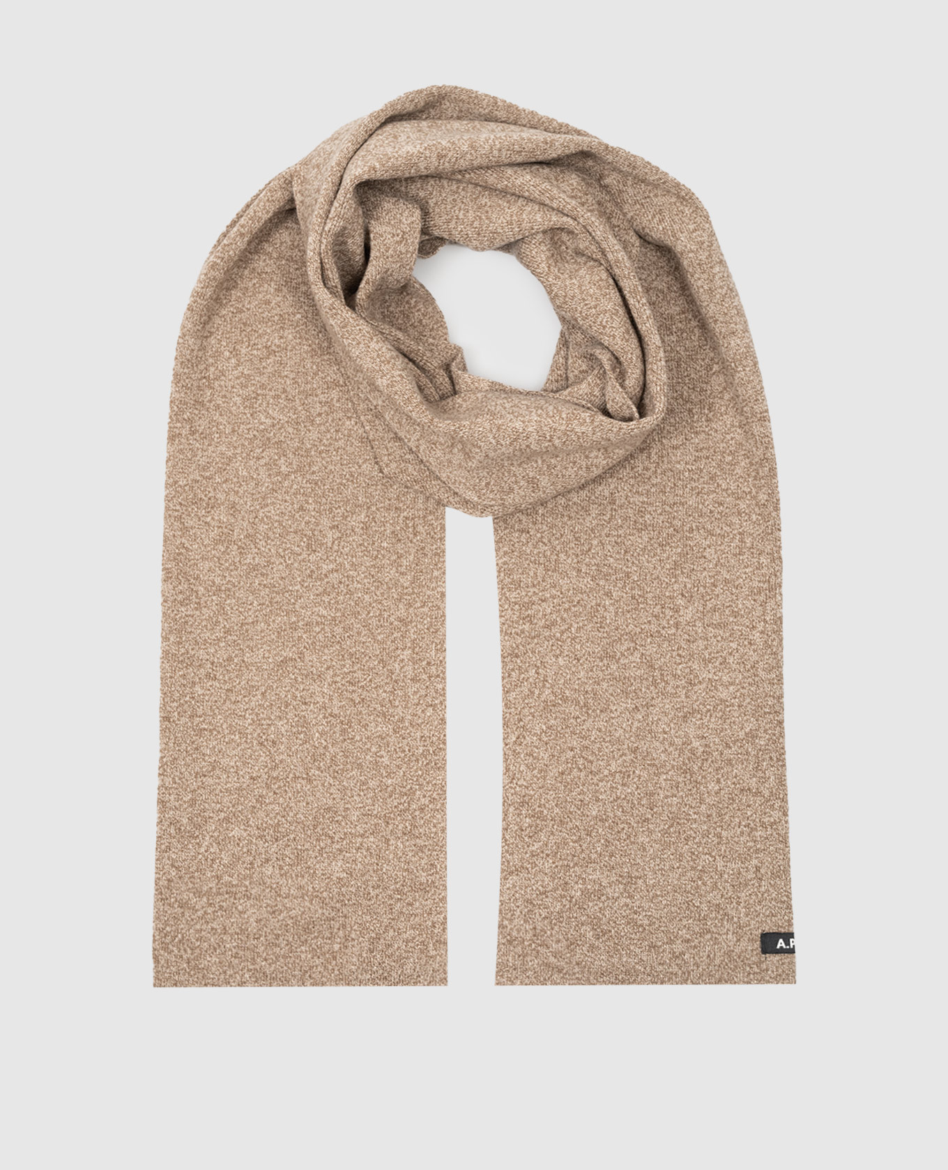 

Beige melange wool scarf with logo A.P.C