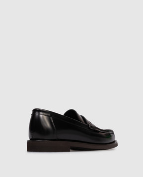 Brunello Cucinelli Black glossy leather loafers with monil chain MZVNG3011