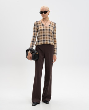 Twinset Beige wool pullover with check pattern 252TT3491