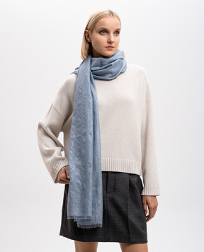 Brunello Cucinelli Blue stole with cashmere and silk with lurex MSCDAR097