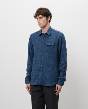 Kiton Blue shirt with wool and silk UMCBUBAK0617E