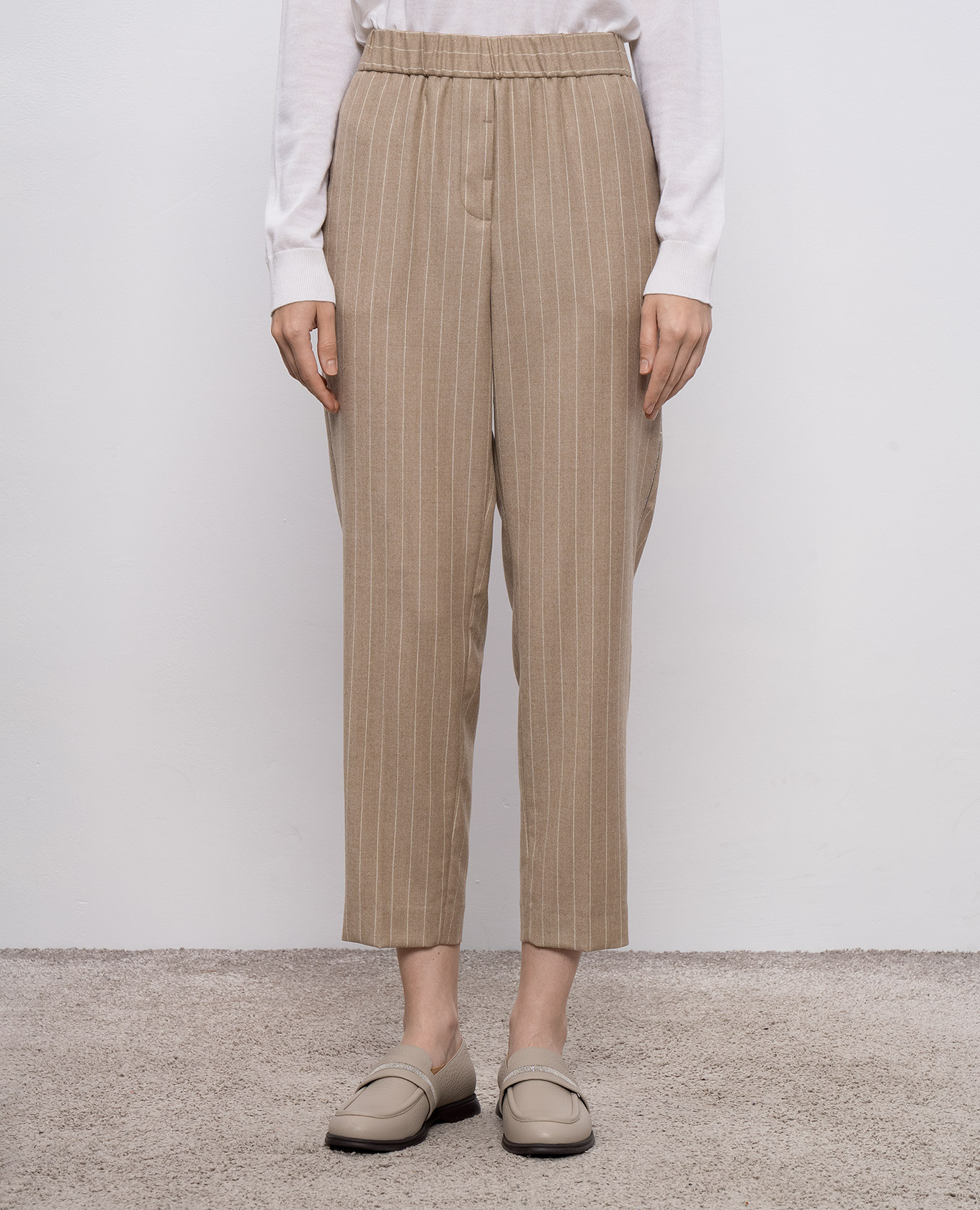 

Beige striped wool pants Peserico