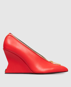 Balmain Red leather wedge shoes with zipper FN0UA175LNAP