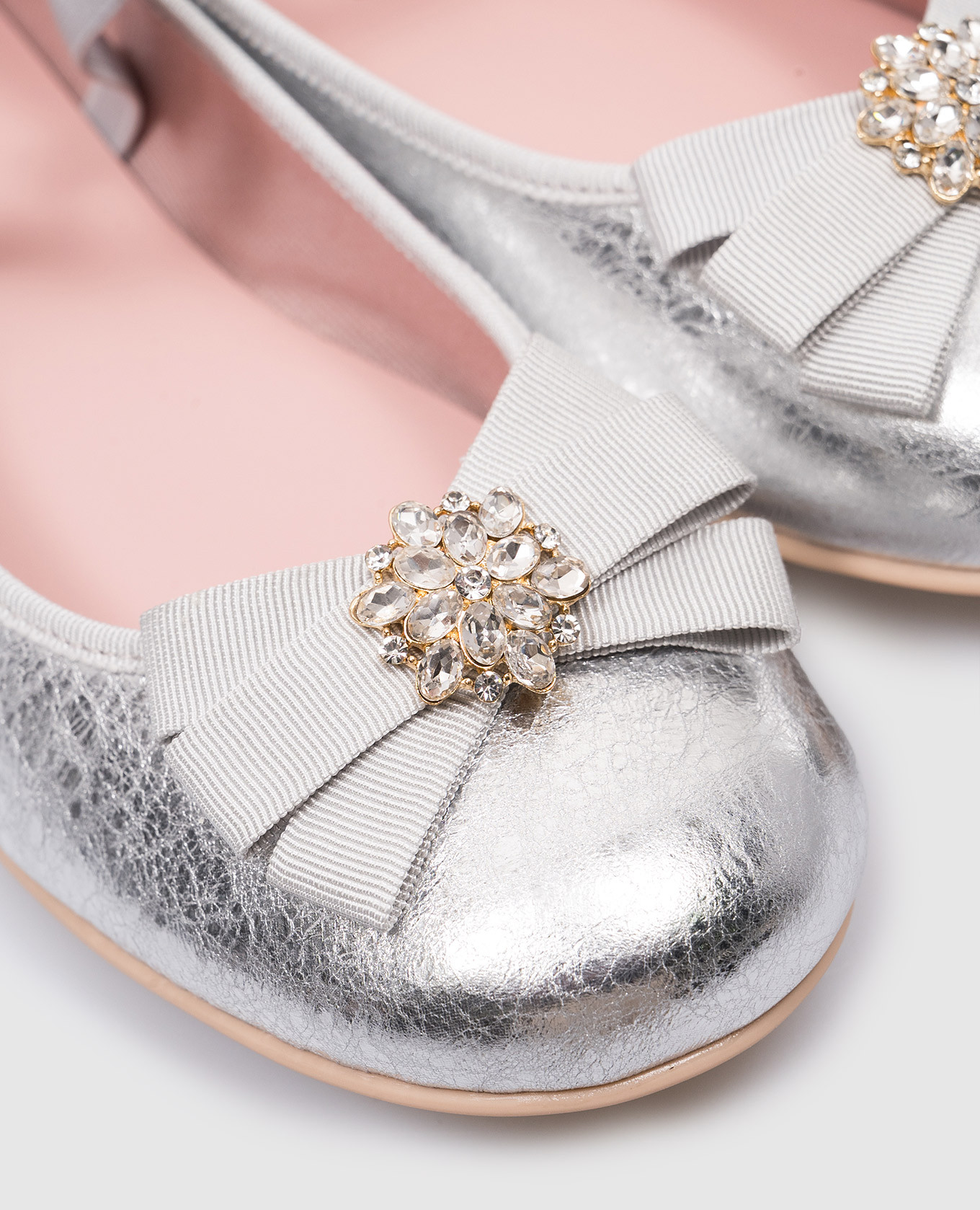 Children's silver Hannah leather ballet flats with crystals Pretty Ballerinas 5