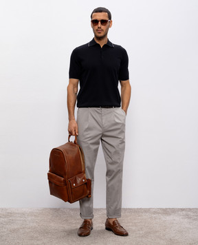 Brunello Cucinelli Black polo with piping M29805205