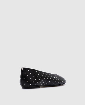 Sergio Rossi ARC black leather ballet flats with crystals B09220MFL140