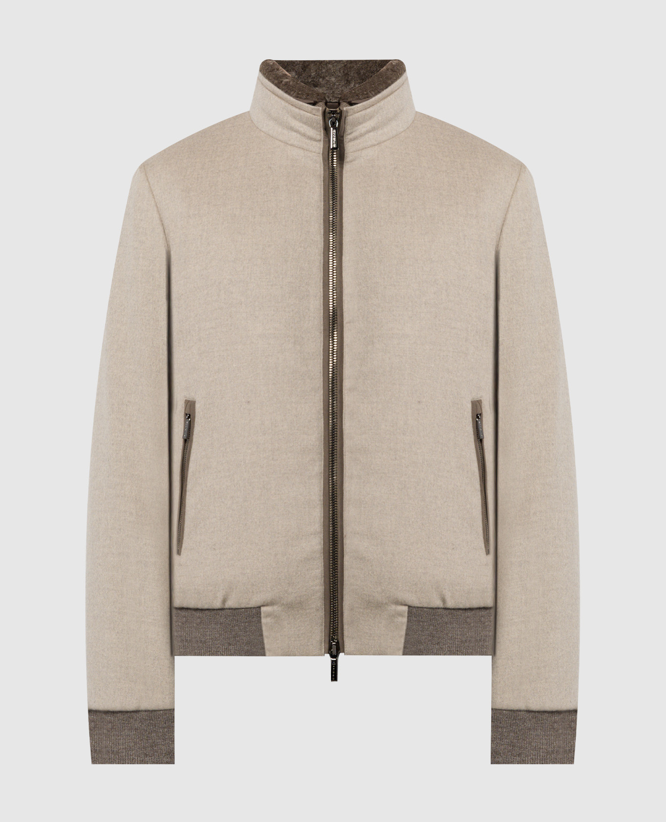 Bellati beige down jacket in wool and cashmere moorer