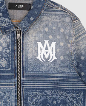 AMIRI Children's blue denim jacket with Bandana pattern AKDNBN1001