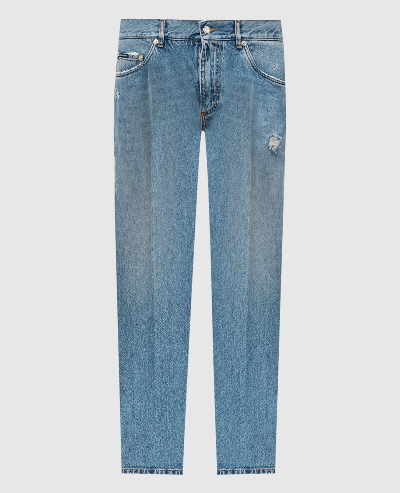 

Blue jeans with holes and DG logo embroidery Dolce&Gabbana, Light blue