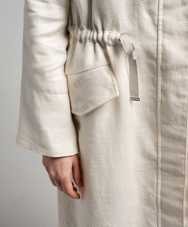 Herno White raincoat made of linen with lurex PA000066D17130 image 5