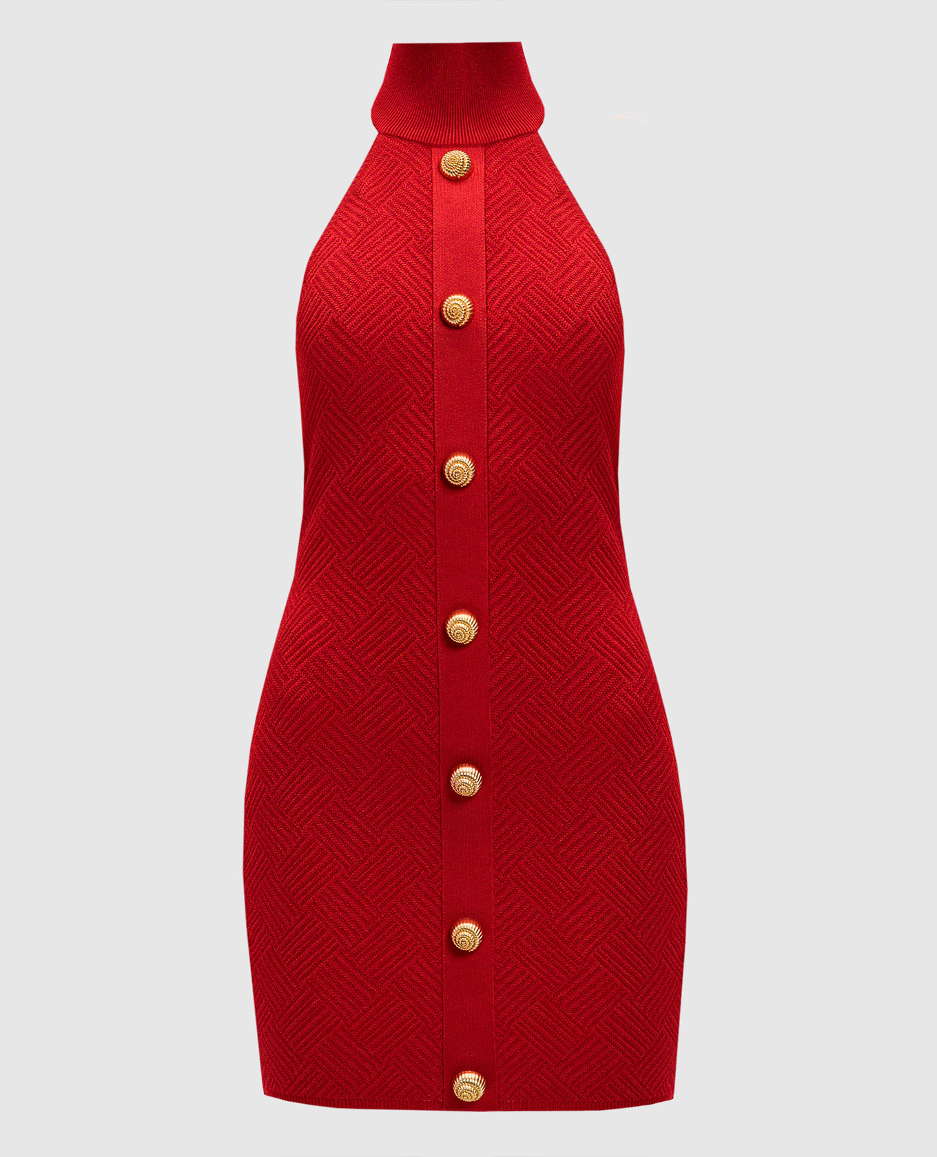 

Red mini dress in a woven geometric pattern Balmain