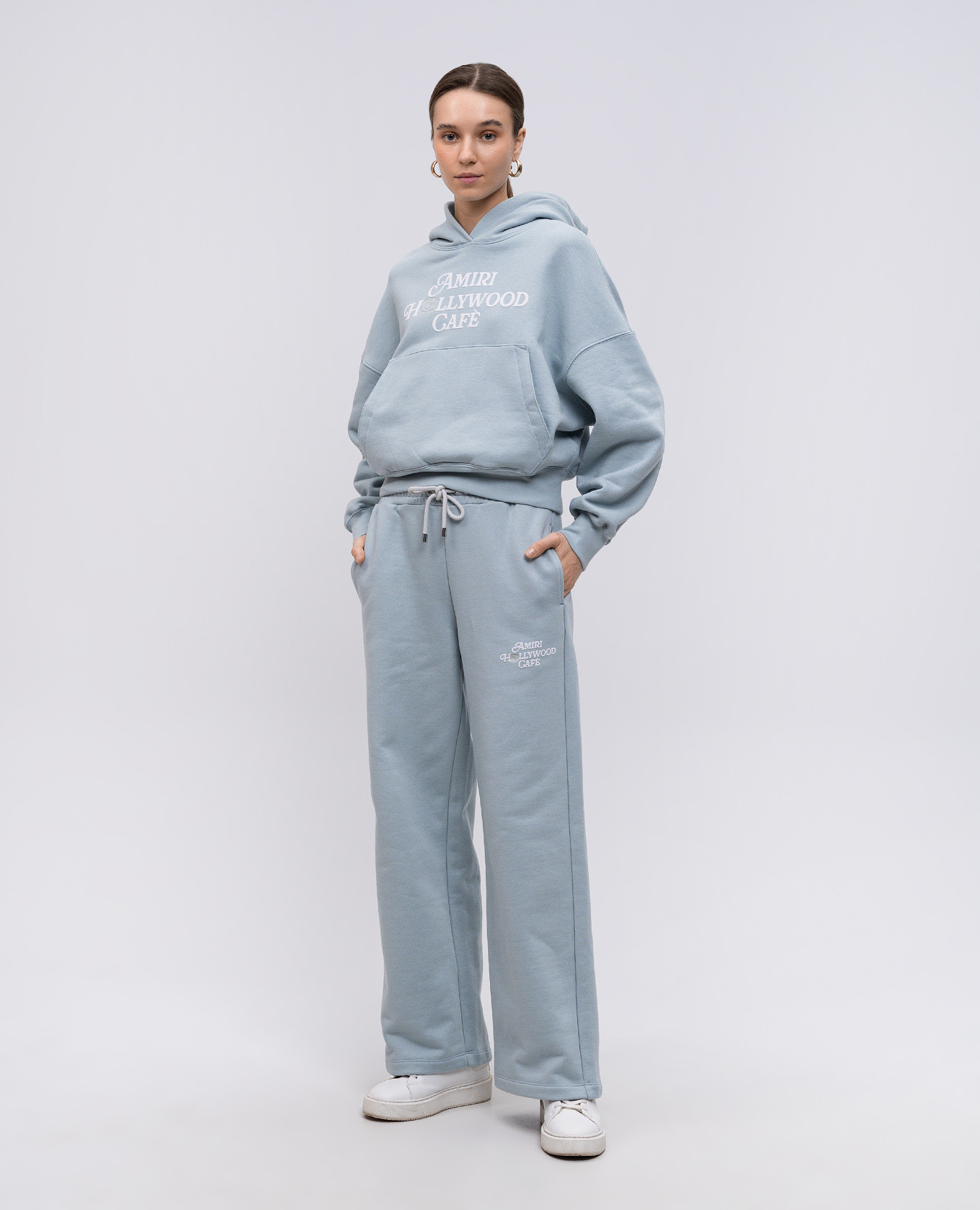 

Blue hoodie with textured logo AMIRI, Light blue