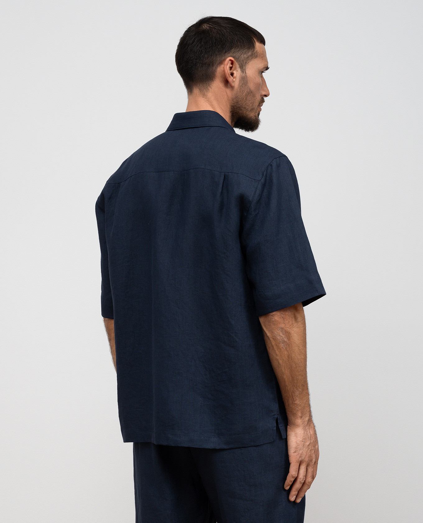 Blue linen shirt with short sleeves Cashmere&Whiskey 4