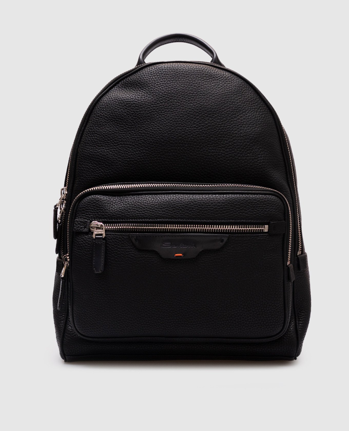 

Black leather backpack with logo Santoni
