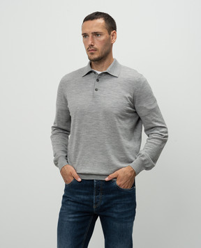 Brunello Cucinelli Gray wool and cashmere polo shirt M2400295
