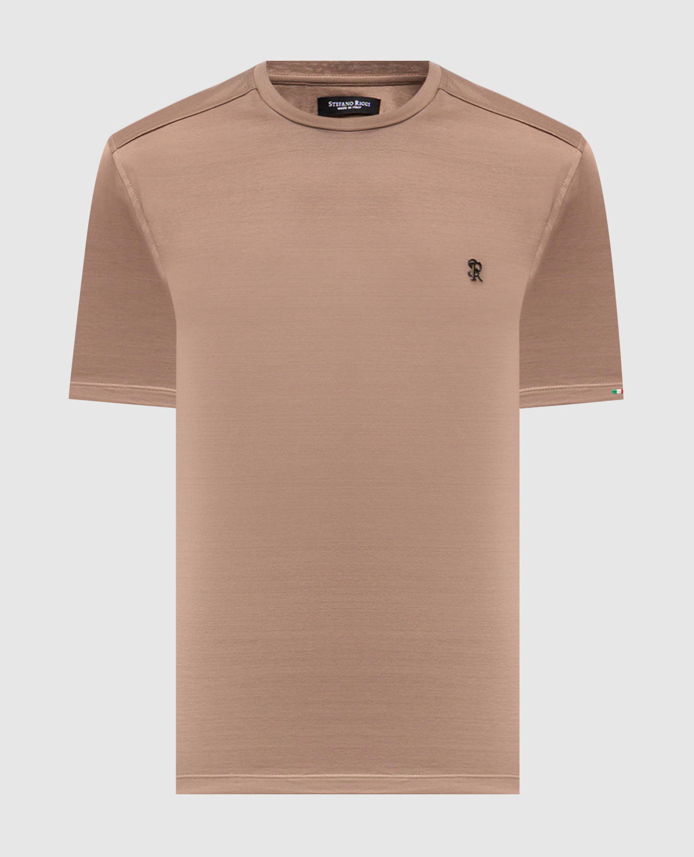 Brown T-shirt with monogram Stefano Ricci