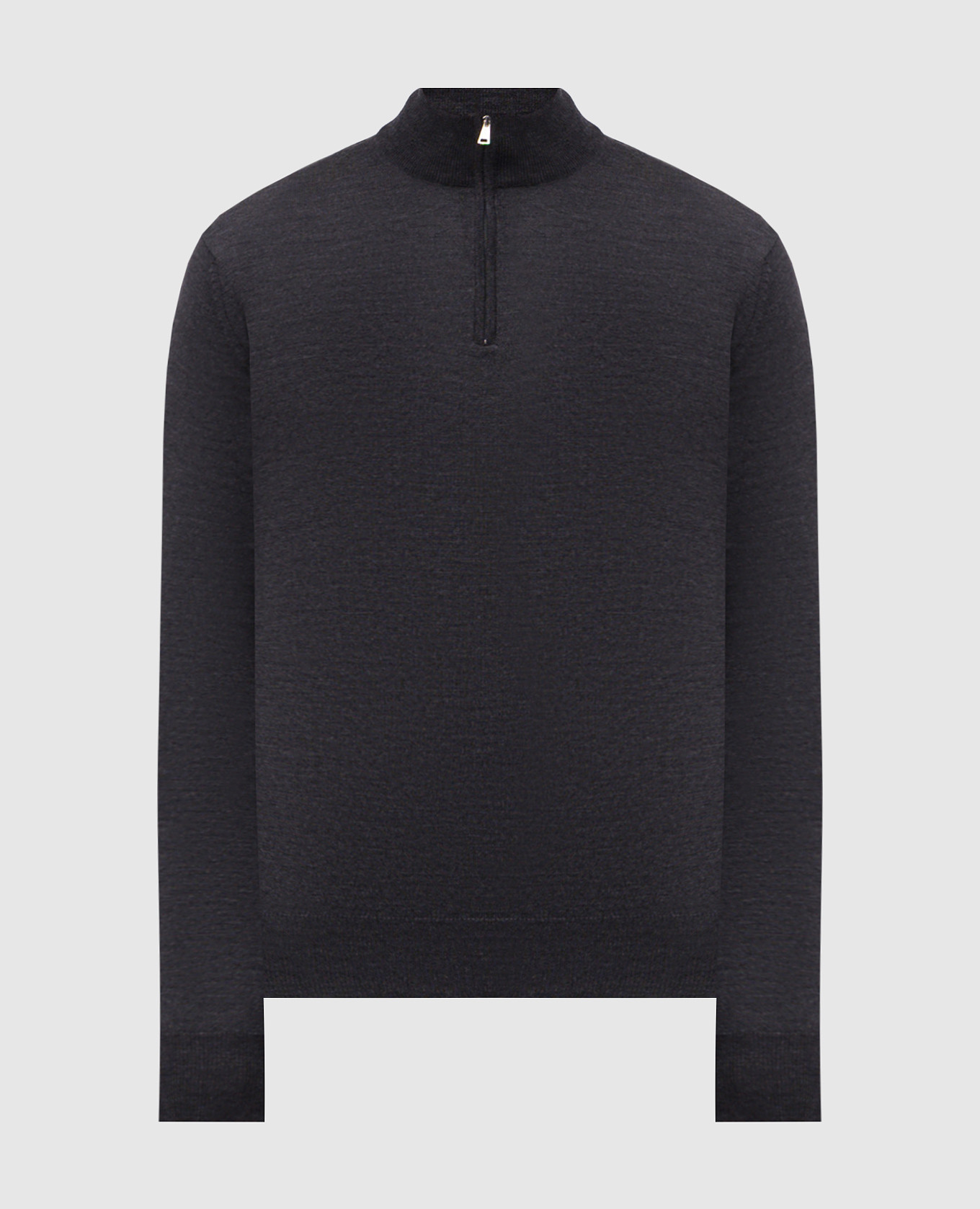 Gray merino wool jumper with zipper