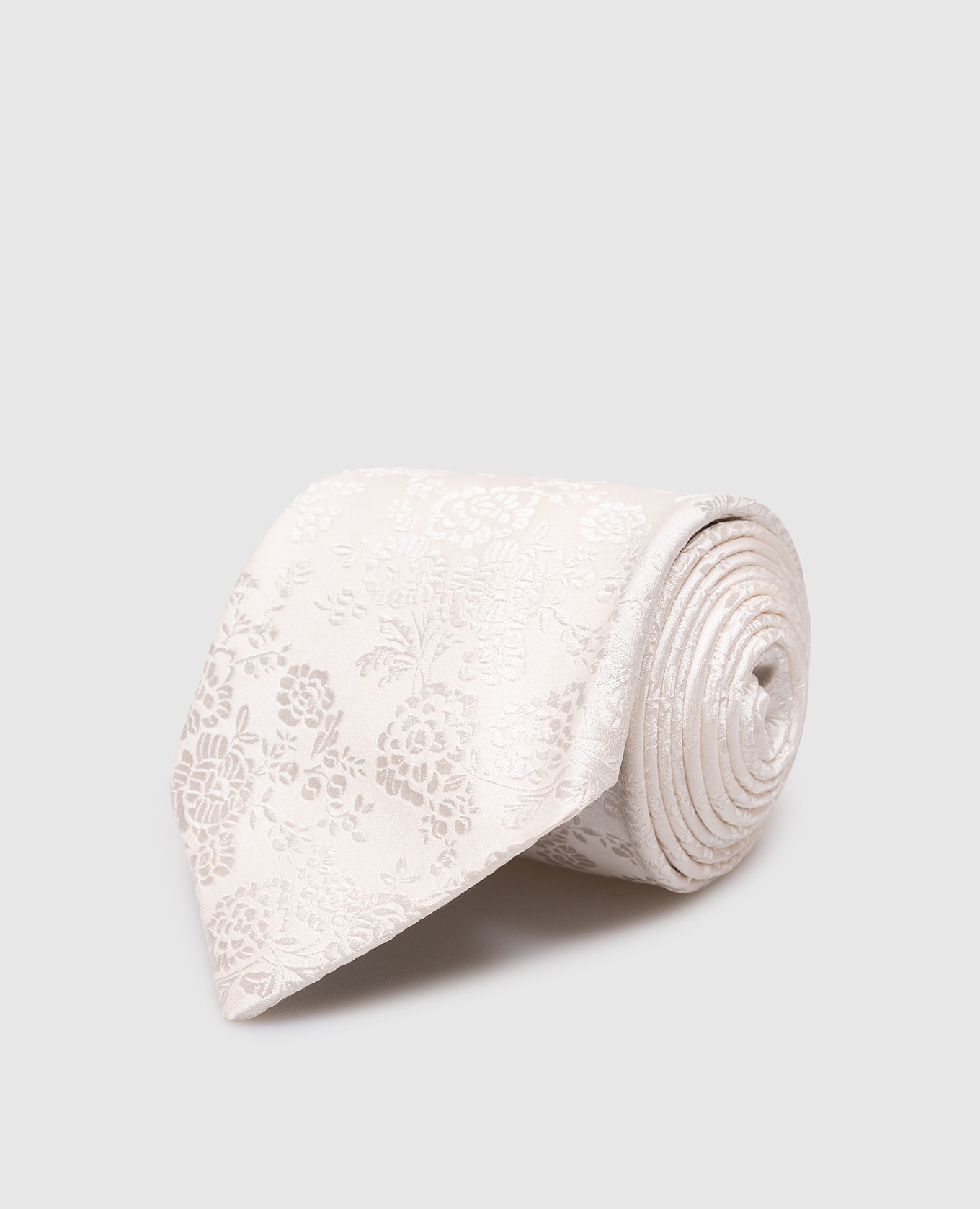

Beige silk tie with floral pattern Duchamp