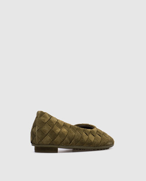Bottega Veneta Atomic green suede ballet flats with Intrecciato weaving 806850V4JC0