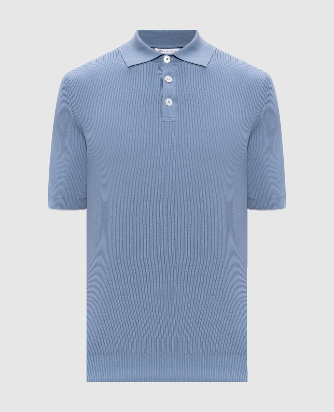 

Blue ribbed polo shirt Brunello Cucinelli, Light blue