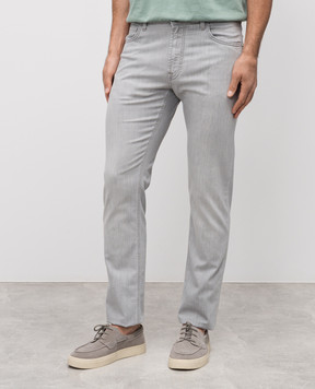 Stefano Ricci Grey jeans with logo patch MST51B3110T01299