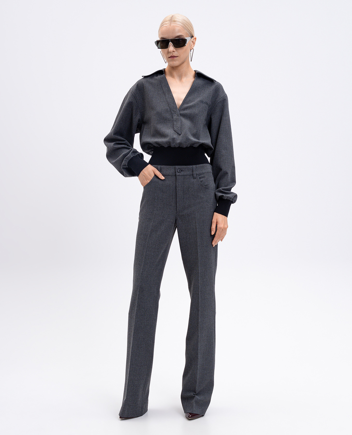 Gray blouse with logo embroidery The Attico 2
