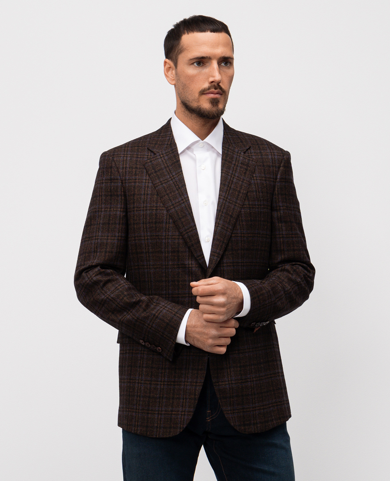 

Brown checked wool jacket Stefano Ricci