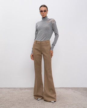 Ermanno Scervino Gray wool turtleneck with appliqué D475M323APATL