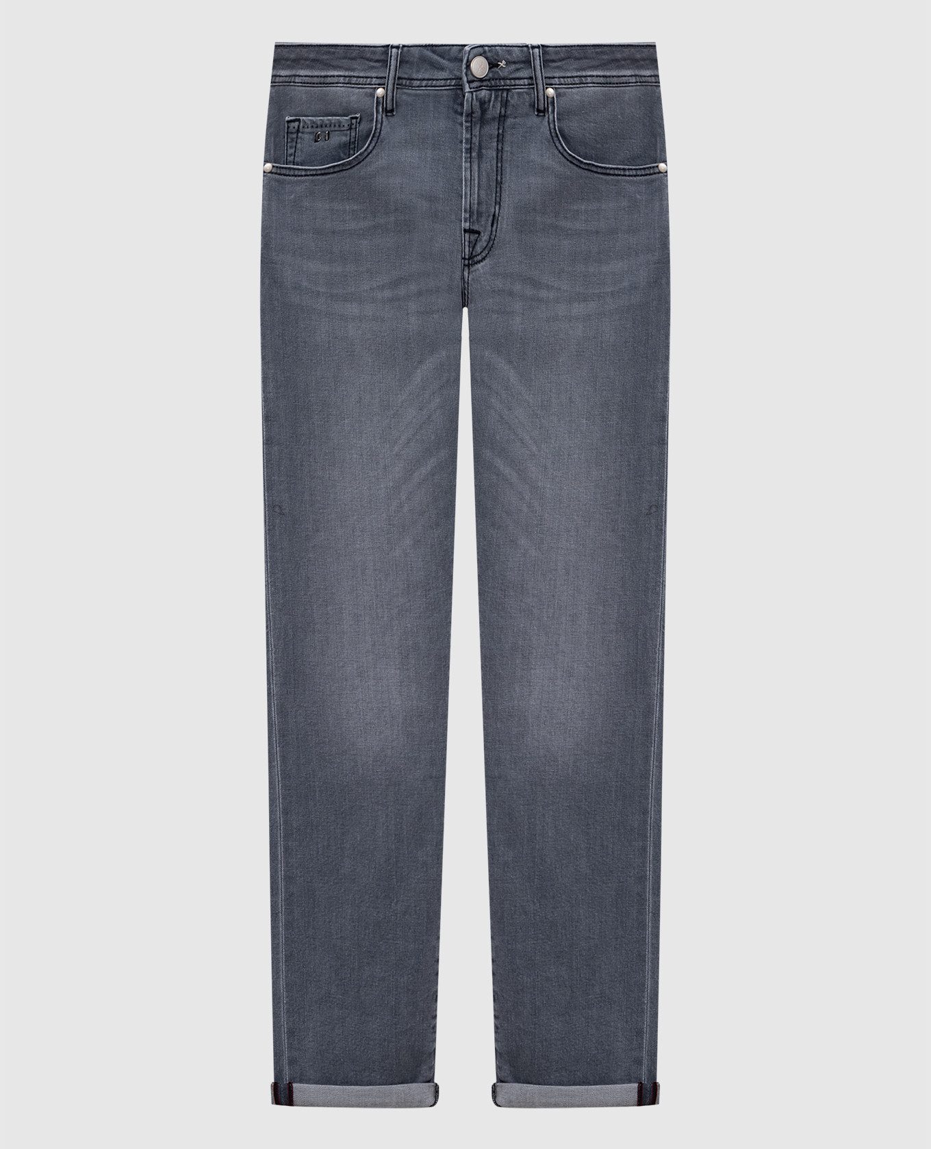 Michelangelo grey jeans with logo patch Tramarossa