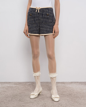 Valentino Blue tweed shorts with checked wool 7B3RF3359E4