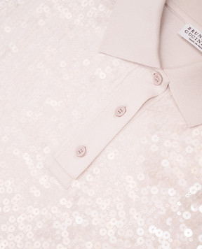 Brunello Cucinelli Children's beige sequined polo shirt B0T81S007B