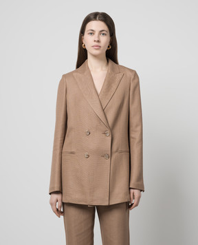 COLOMBO Brown double-breasted jacket made of linen and silk GI0035939011U
