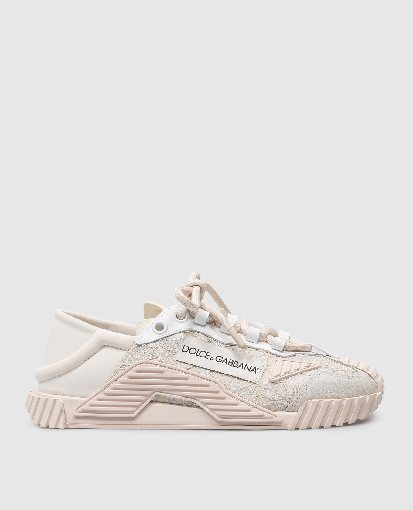 

Beige combination sneakers with lace and logo Dolce&Gabbana