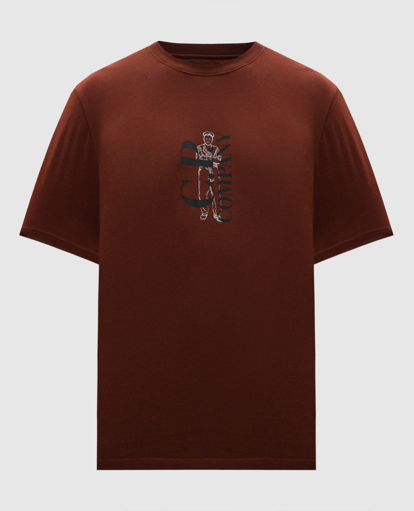 

Brown T-shirt with logo print C.P. Company