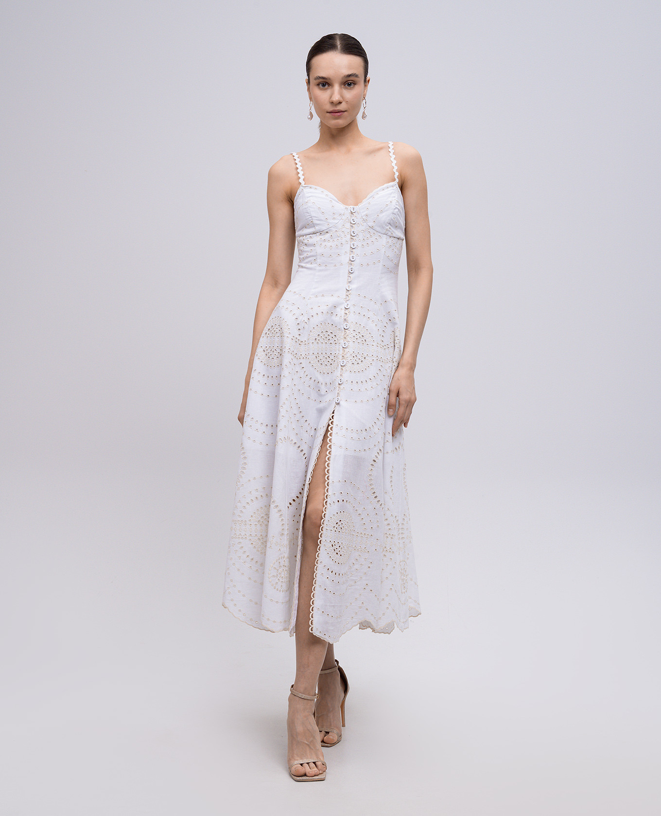 

Catta white embroidered linen dress Charo Ruiz