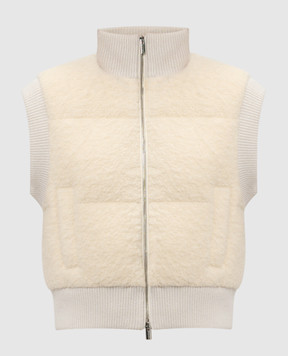 Peserico Beige down vest with wool S03416A2399