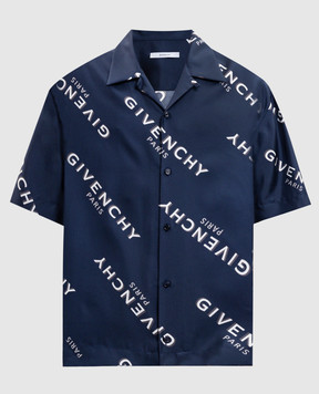 Givenchy Blue silk shirt with logo BM616J1673