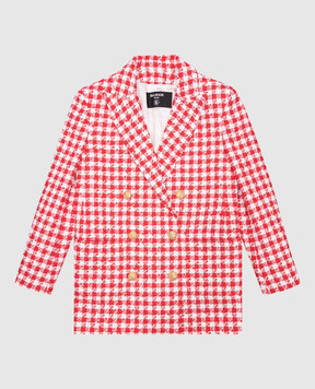 Balmain Children's red double-breasted tweed jacket BW2A24E0203