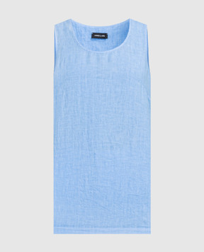 ANNECLAIRE Blue linen top D0688405